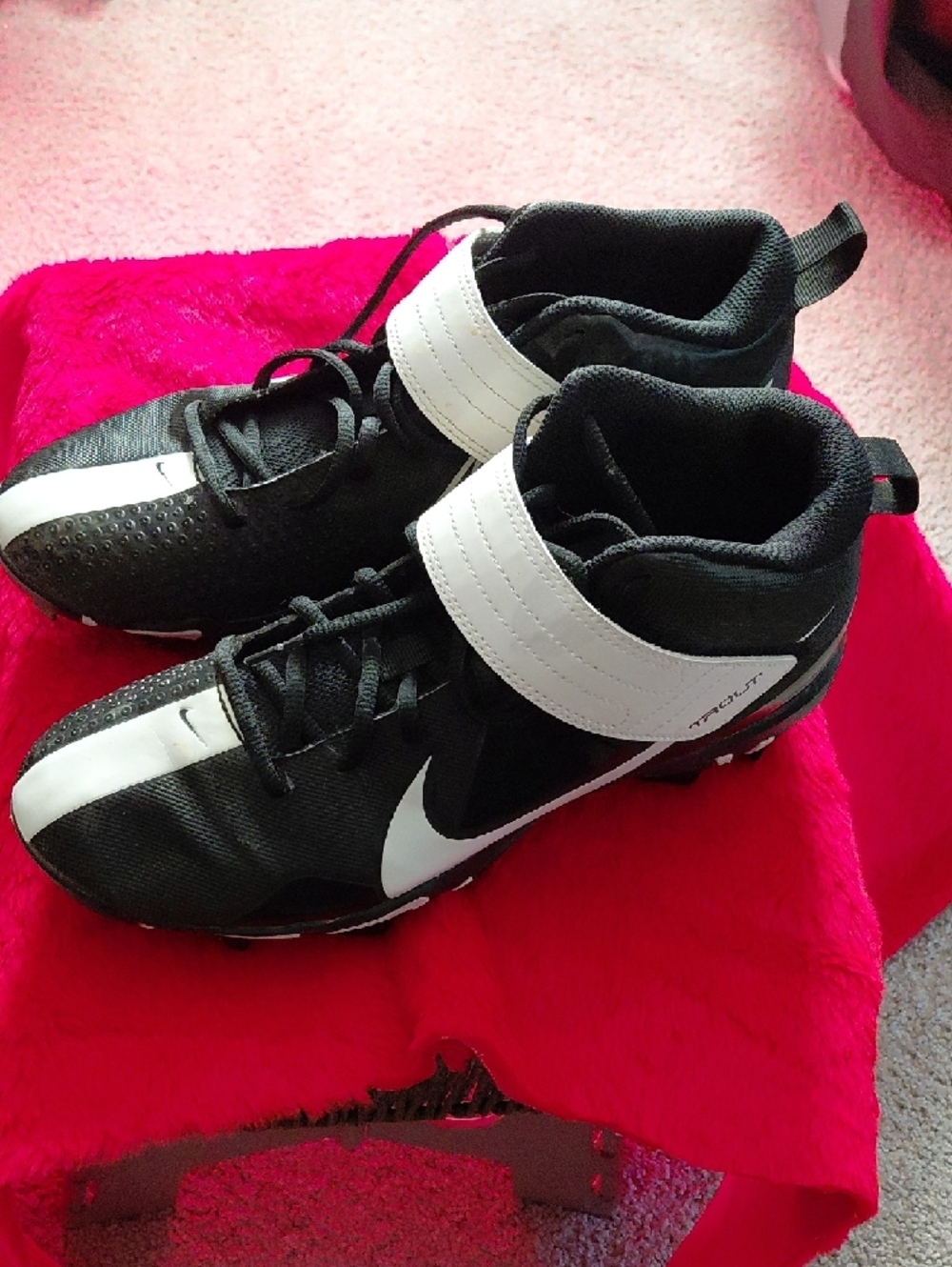 Nike Black and White Strap Turf Shoes